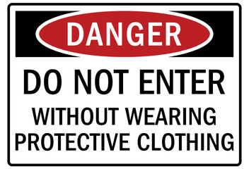 Clean room sign protective clothing required in this area
