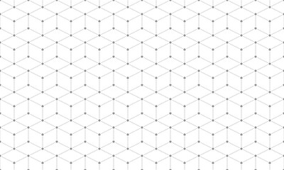 Grey 3d cube with dotted rhombus seamless pattern. Vector Repeating Texture.