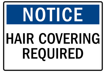 Clean room sign hair covering required