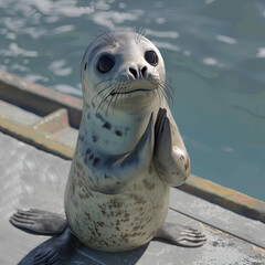 Obraz premium Delightful Digital Baby Seal Clapping