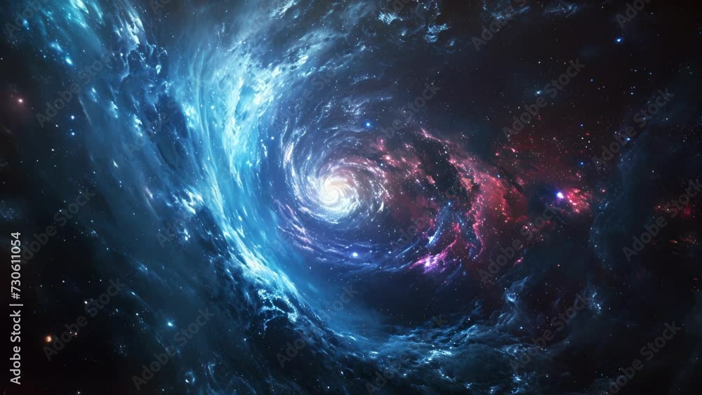 Poster as the galaxy spins the music of the cosmos comes to life with instruments and notes pulsating in pe