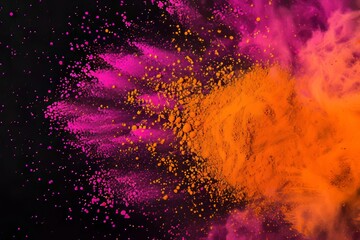 orange pink powder holi colors against black background