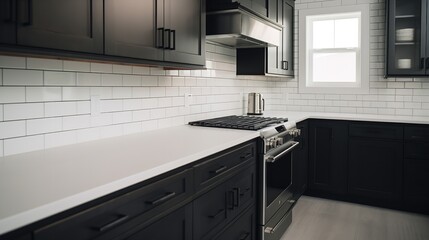 Striking High-Contrast Kitchen: Bold Black & White Theme with Modern Flair