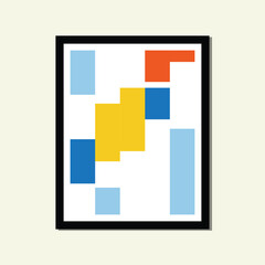 brutalism abstract geometric shapes colorful paper squares modernism aesthetic poster layouts framed contemporary scandinavian mid century digital A3 A4 print book home wall decoration fabric card