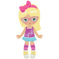 Cute girl vector cartoon illustration