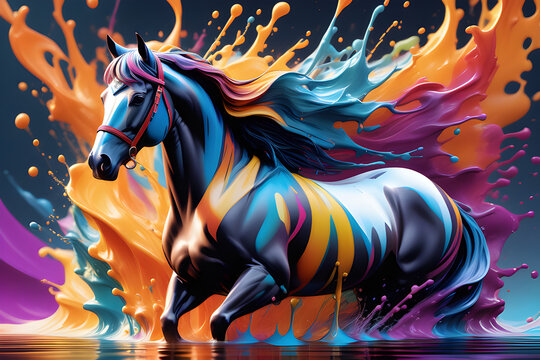 splash-art-espresso-in-horse-surrealistic-epic-artstation- splash style of colorful paint splash