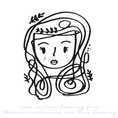 Abstract continuous one line drawing, woman face. Modern style portrait. Vector illustration,Fashion One line drawing women faces