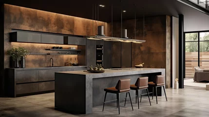 Fototapeten Dramatic Luxe Industrial Kitchen: Bold Features and Luxurious Twist © VisualMarketplace