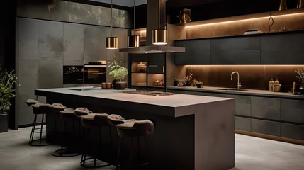 Fototapeten Dramatic Luxe Industrial Kitchen: Bold Features and Luxurious Twist © VisualMarketplace