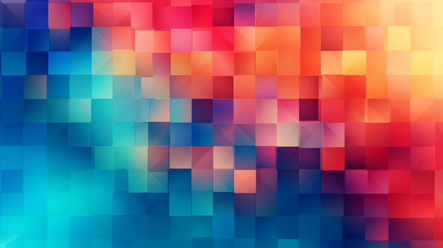 Vibrant abstract squares backdrop, with colorful gradients in neo-mosaic style.