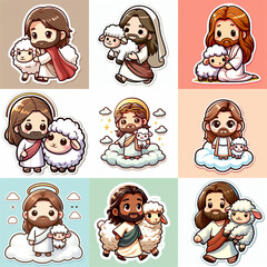 Stickers de Jesús con la ovejita perdida 