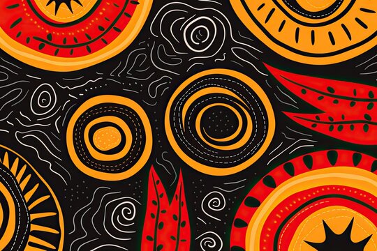 Set of Colorful Hand Drawn African Patterns, Ethnic Seamless Designs with Doodles, Geometric Shapes, and Natural Objects Perfect for Graphic Art, Wall Art, Picture Frames, Banners and Fashion Design