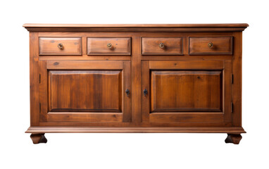 Wooden Sideboard with Drawers on Transparent Background, PNG, Generative Ai