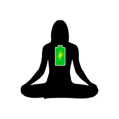 meditation silhouette with battery icon fully charged