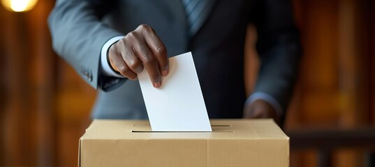 Black businessman voting for president election. Generative AI technology.
