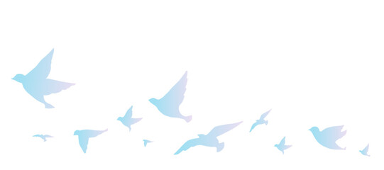 空を飛ぶ鳥のシルエットのフレームイラスト　グラデーション　背景イラスト