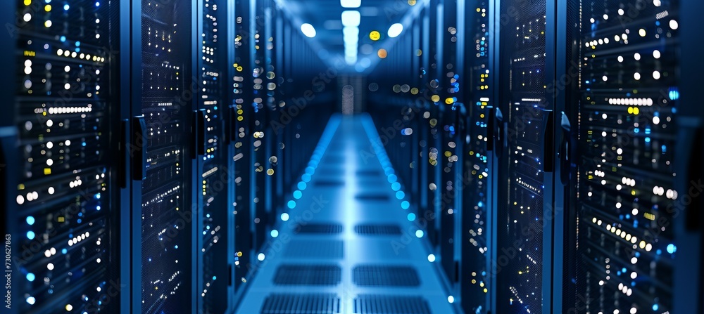 Poster Server room for database. Generative AI technology.	
