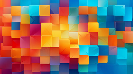 Abstract squares pattern on vibrant sky background, tesseract-inspired art.