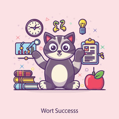 2d vector illustration colorful animal business , TRAINING and study work hard successes