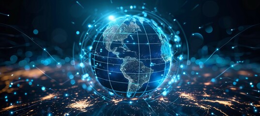 Network global communication internet connection. Generative AI technology.