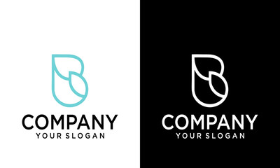 Creative Letter B Leaf Logo Concept sign icon symbol Design. Natural Leaf Logo Design. Vector illustration logo template