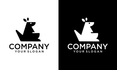Creative Geometric minimalist modern kangaroo logo template