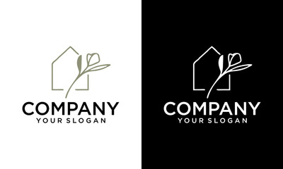 Creative Luxury nature flower real estate logo template
