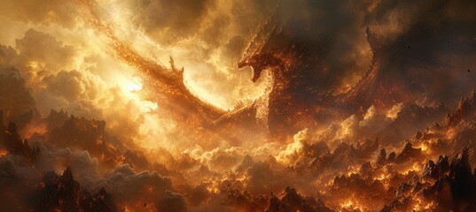 The god of fire dragon. Generative AI technology. - obrazy, fototapety, plakaty