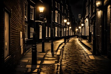 Fototapeta na wymiar no people on the street at night in London