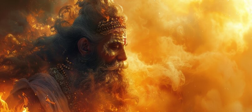 Hindu priest deity. Generative AI technology.	
