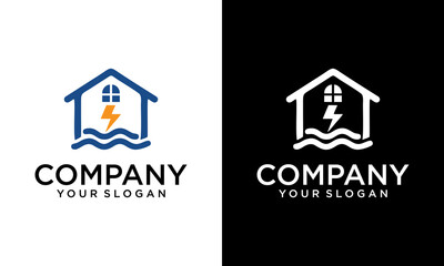 Creative electric minimalism lake house vector logo
