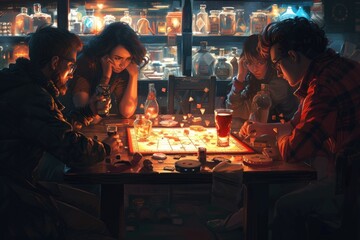 Night board games background 