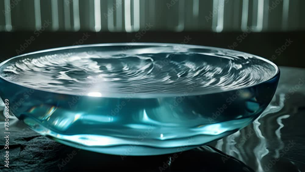 Poster a waterfilled bowl is p in front of a powerful speaker as lowfrequency sound waves cause the water t