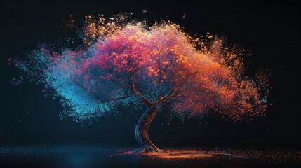 Abstract tree on black background.