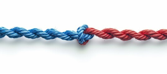 Rope knot. Blue versus red. Generative AI technology.