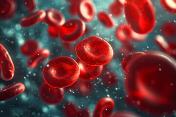 red blood cells, 3d microscopic cells close-up in stream
