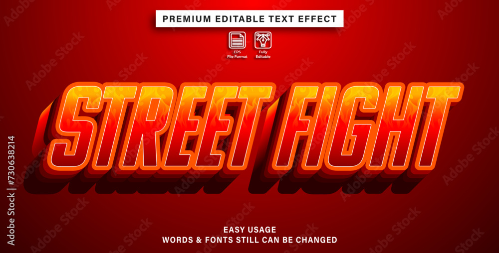 Wall mural editable text effect street fight