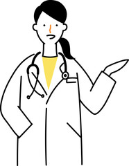 案内をする女性医師
