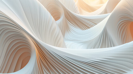 3D abstract lines and curves, minimalist design, soft colors