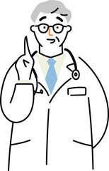 指を立てて説明する男性医師