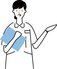 案内をするナース服の女性