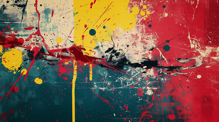 Abstract grunge art with splatter and drip effects