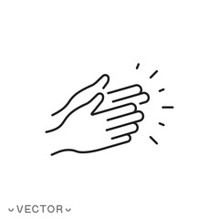 Clapping hands icon, clap icon, Applause applause, Hand gesture celebration, slam viewer icon, Cheerful slap sign, Celebration expression, Clapping hands symbol in outline style, eps 10 vector