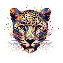 Abstract Leopard head multicolored paints colored drawing vector illustration