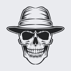 Vector Skull Graphic Illustration with wearing hat