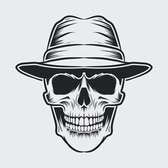 Vector Skull Graphic Illustration with wearing hat