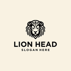Lion head flat logo template vector icon