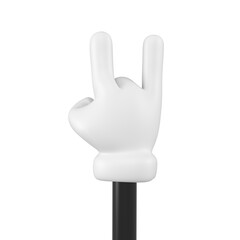 White and black emoji hand shows a goat gesture isolated. Rock symbol , icon and coolness sign concept. 3d rendering.