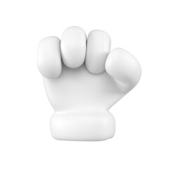 White emoji hand fist gesture isolated. Strength symbol , icon and sign concept. 3d rendering.