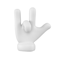 White emoji hand shows a goat gesture isolated. Rock symbol , icon and sign concept. 3d rendering.